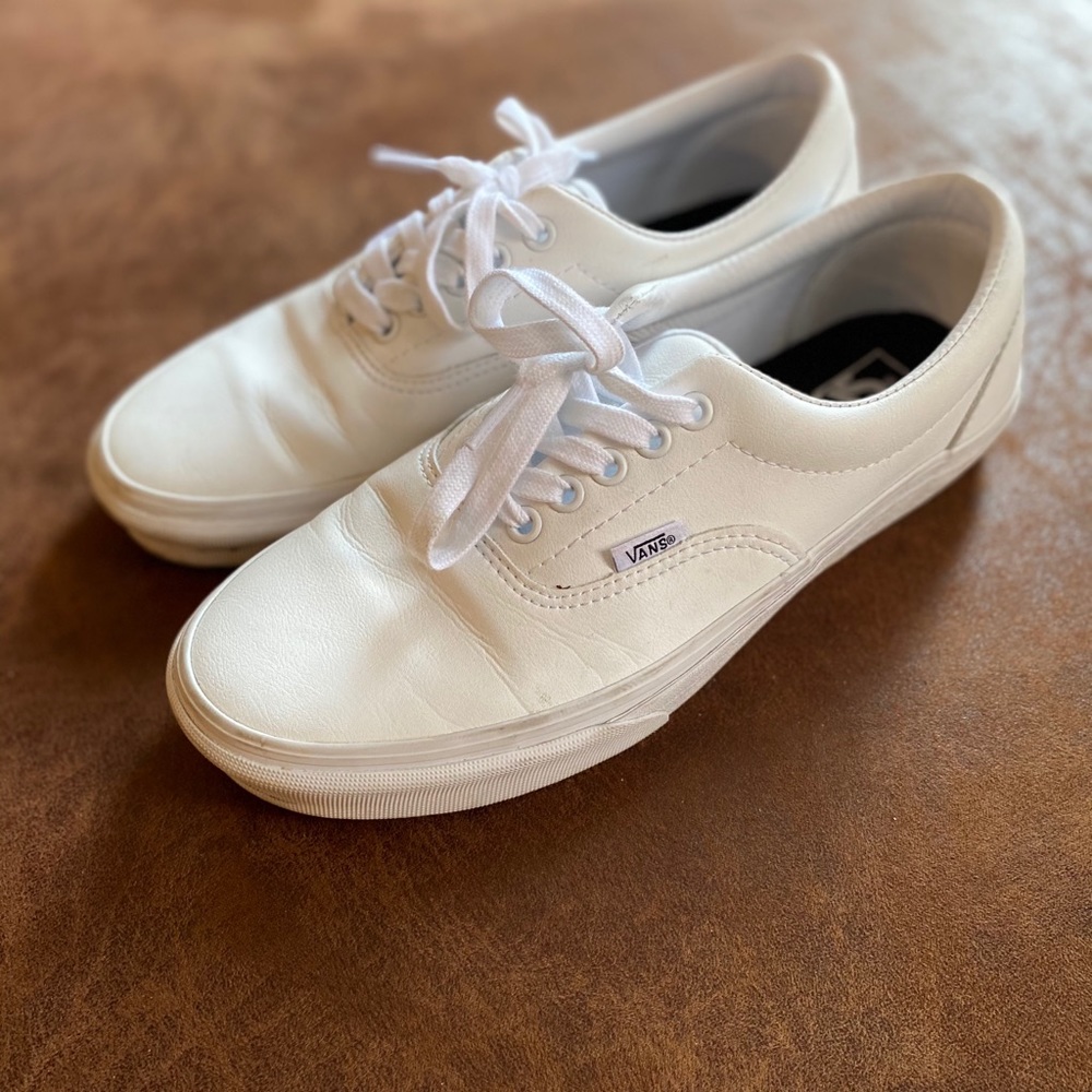 White Leather Women’s Vans size 10.